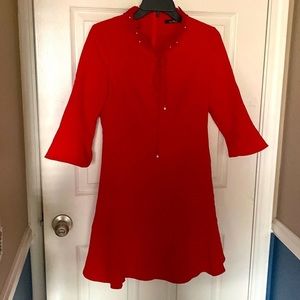 𝅺red Cocktail Mini Dress with 3/4 length Sleeves Medium